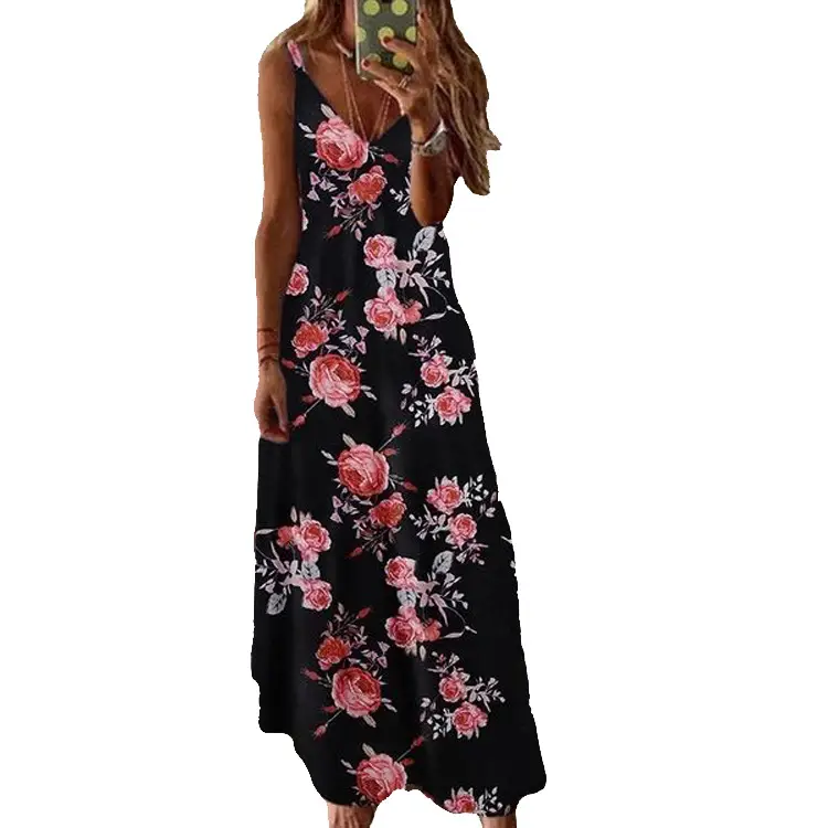 2021 Purple Floral Spaghetti Strap Summer Dress - Image 11