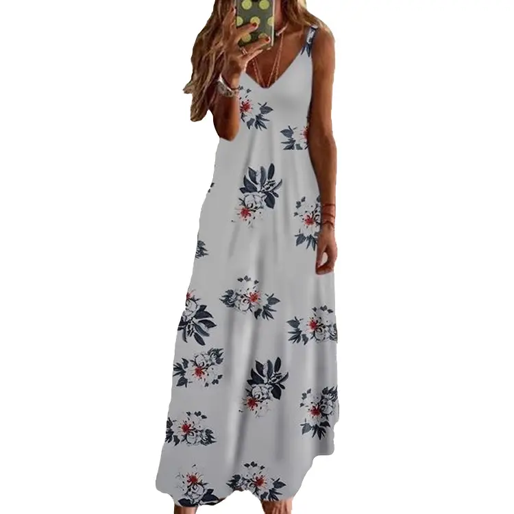 2021 Purple Floral Spaghetti Strap Summer Dress - Image 5