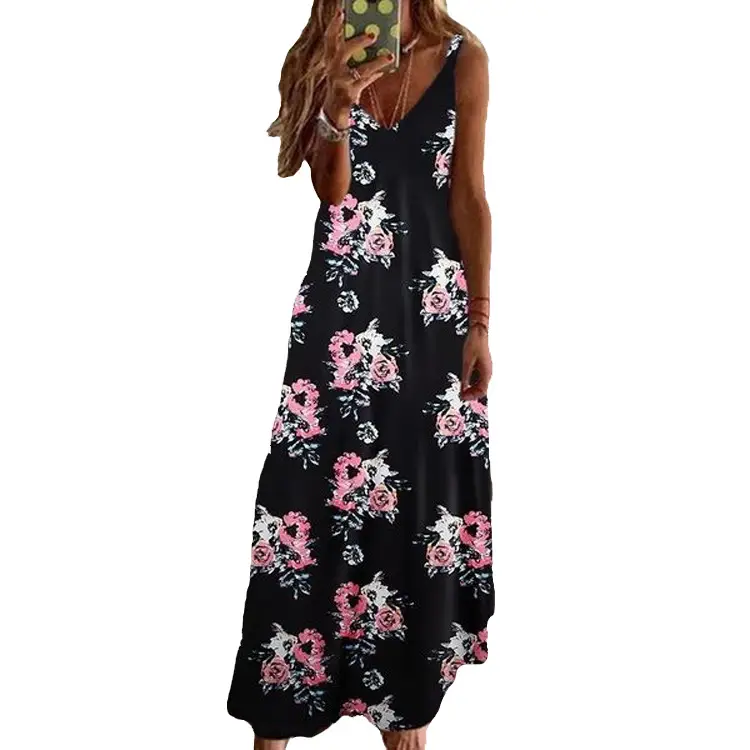 2021 Purple Floral Spaghetti Strap Summer Dress - Image 6