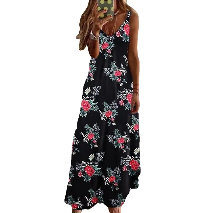 2021 Purple Floral Spaghetti Strap Summer Dress - Image 7
