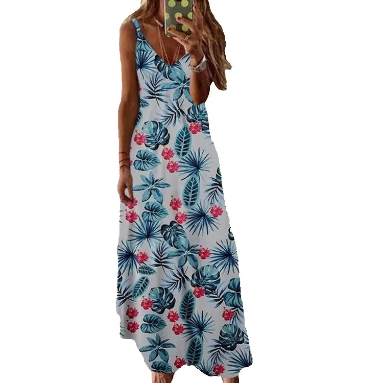 2021 Purple Floral Spaghetti Strap Summer Dress - Image 8