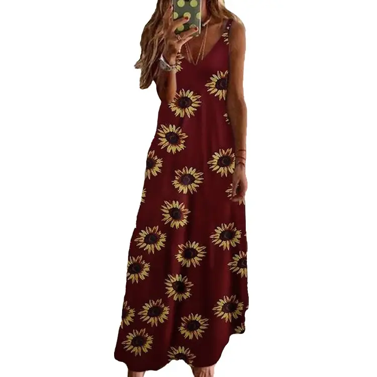 2021 Purple Floral Spaghetti Strap Summer Dress - Image 9