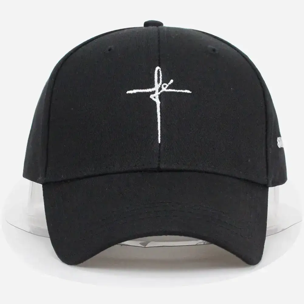 Men White Cross Stitch Cap with "Santo Stic" Brand - Image 3