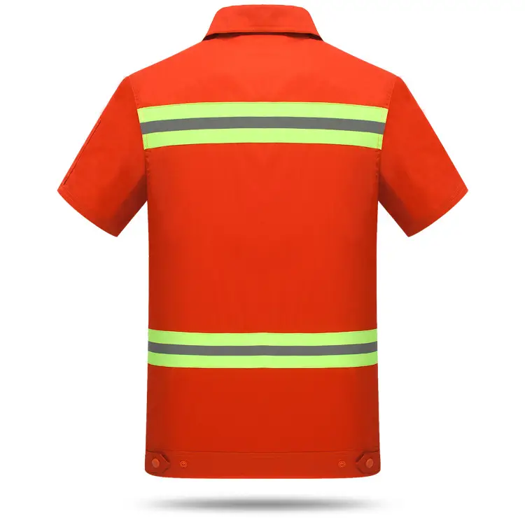 Orange Reflective Safety Work Shirt with Embroidered Logo - Image 2