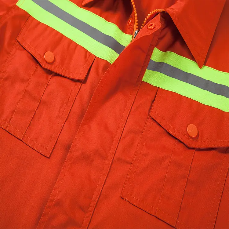 Orange Reflective Safety Work Shirt with Embroidered Logo - Image 3