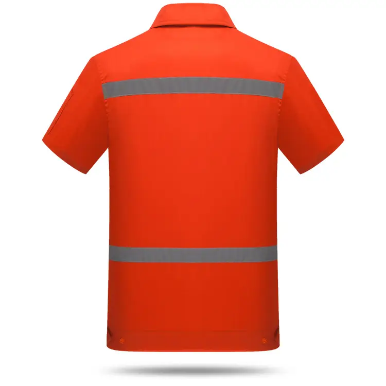 Orange Reflective Safety Work Shirt with Embroidered Logo - Image 5