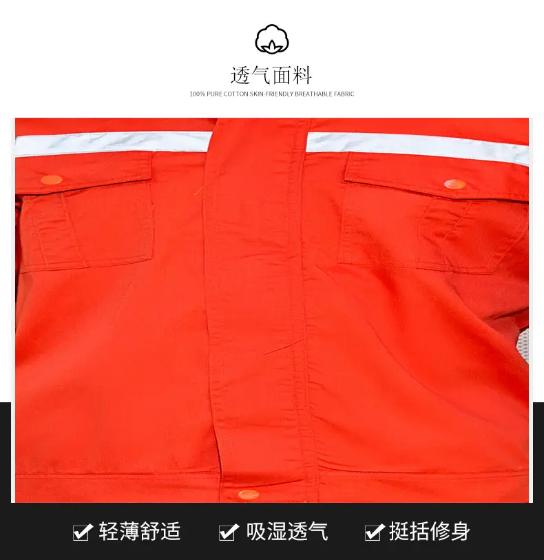 Orange Reflective Safety Work Shirt with Embroidered Logo — feature 3