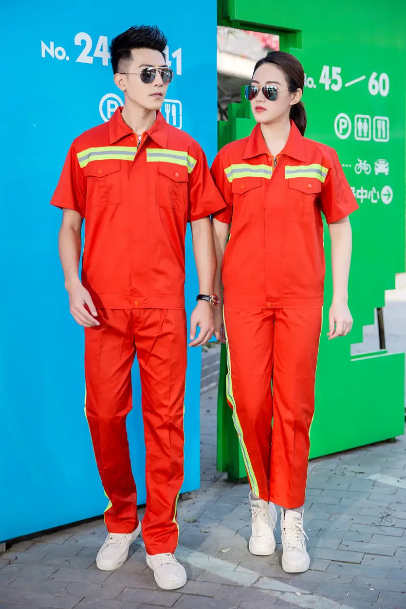 Orange Reflective Safety Work Shirt with Embroidered Logo — feature 9