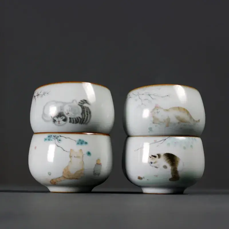 Kitten Design Tea Cup Set Ceramic Single Cups - Image 7