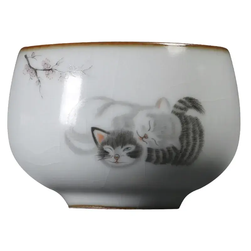 Kitten Design Tea Cup Set Ceramic Single Cups - Image 9