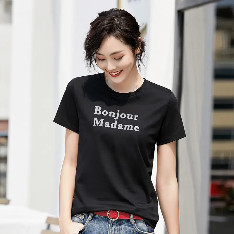 Women Black "Bonjour Madame" T-Shirt 8901