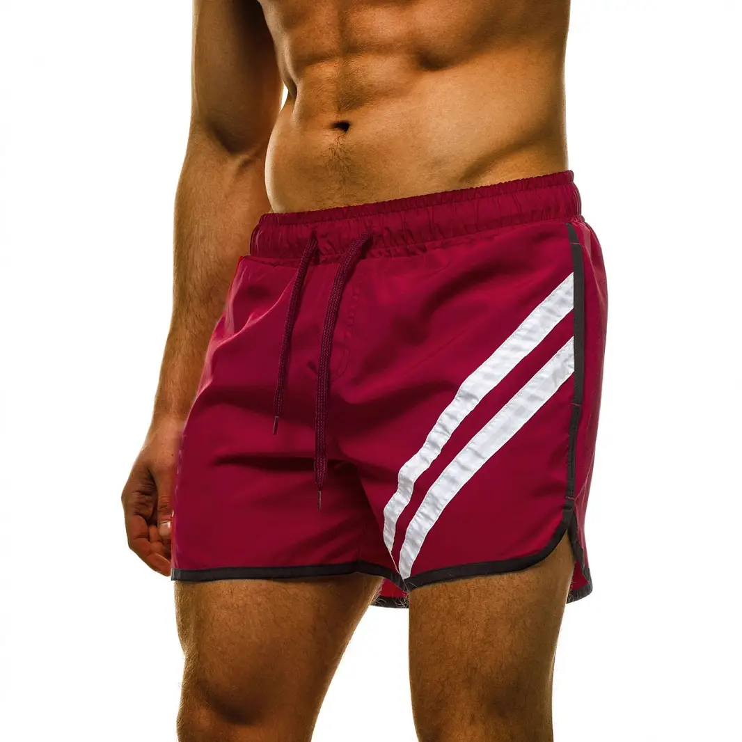 2020 Men's Maroon Striped Shorts Casual Beach Wear - Image 3