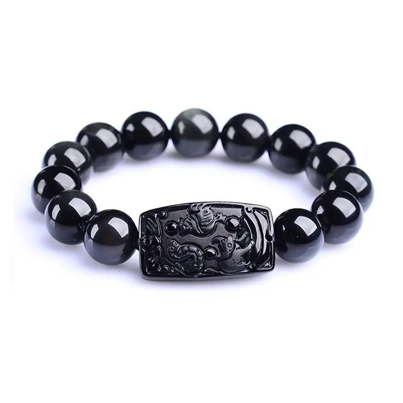 Natural Frosted Obsidian Zodiac Three-in-One Bracelet for Men Women - Image 5