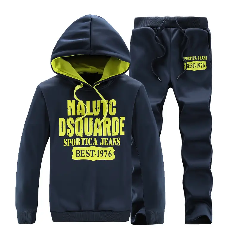 Men's 2020 Spring Hooded Sweatshirt & Pants Set Grey - Image 3
