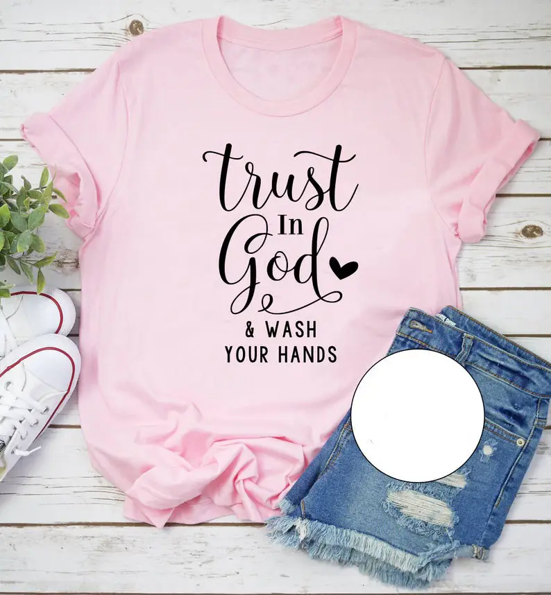 Red T-Shirt "Trust in God" Short Sleeve - Image 2