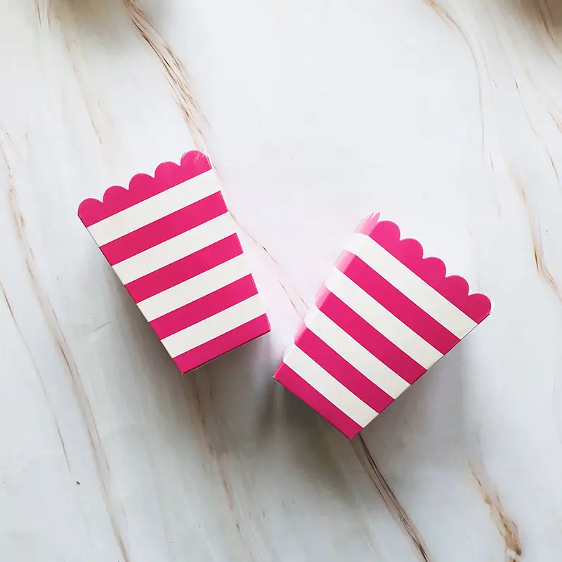 Popcorn Box Hot Stamped Pink Striped Decor - Image 19