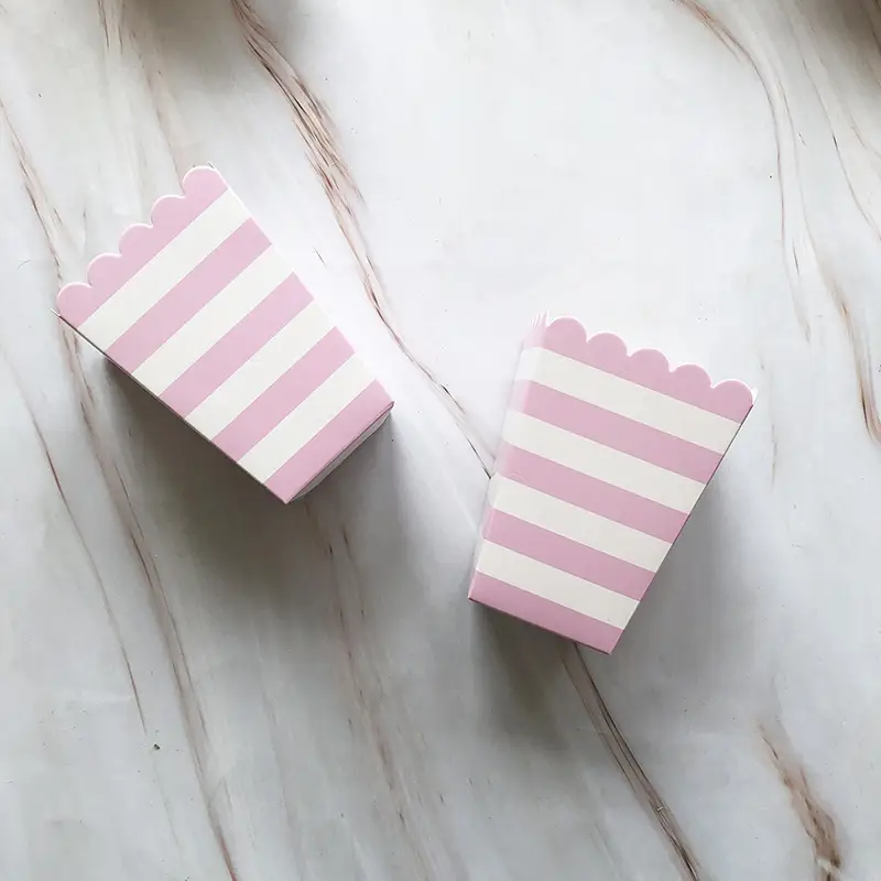 Popcorn Box Hot Stamped Pink Striped Decor - Image 21