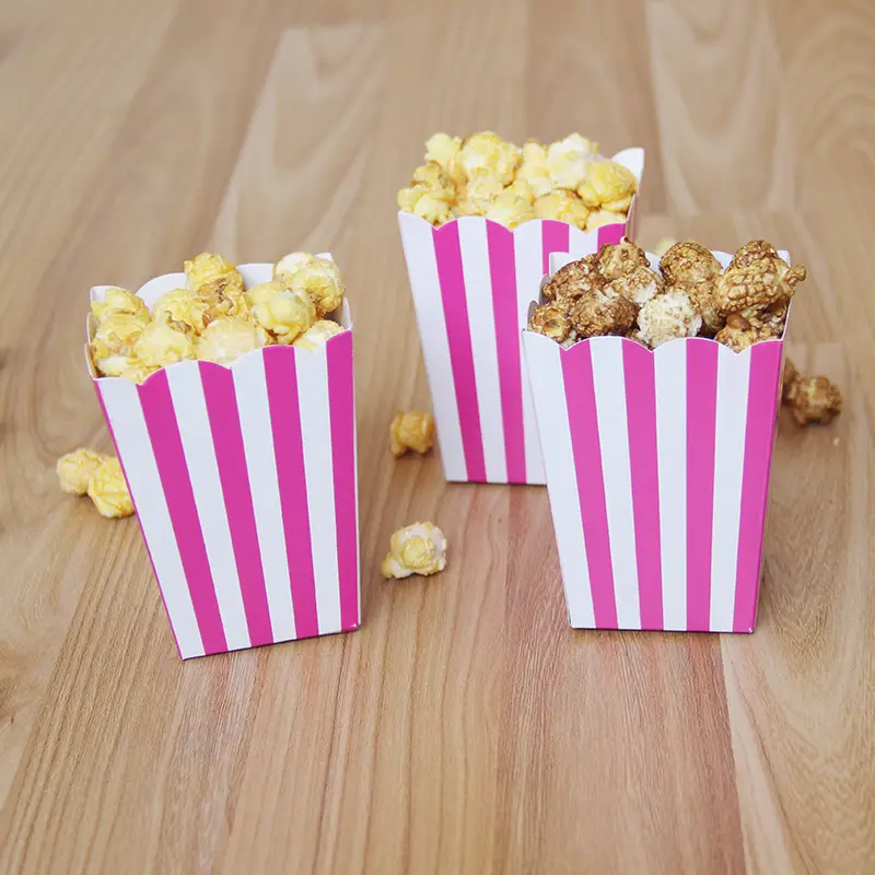 Popcorn Box Hot Stamped Pink Striped Decor - Image 41
