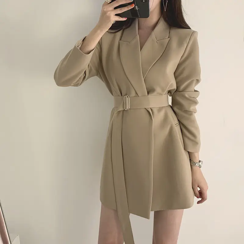 Korean Version 2026 Ins-Style Black Belted Blazer for Women - Image 12