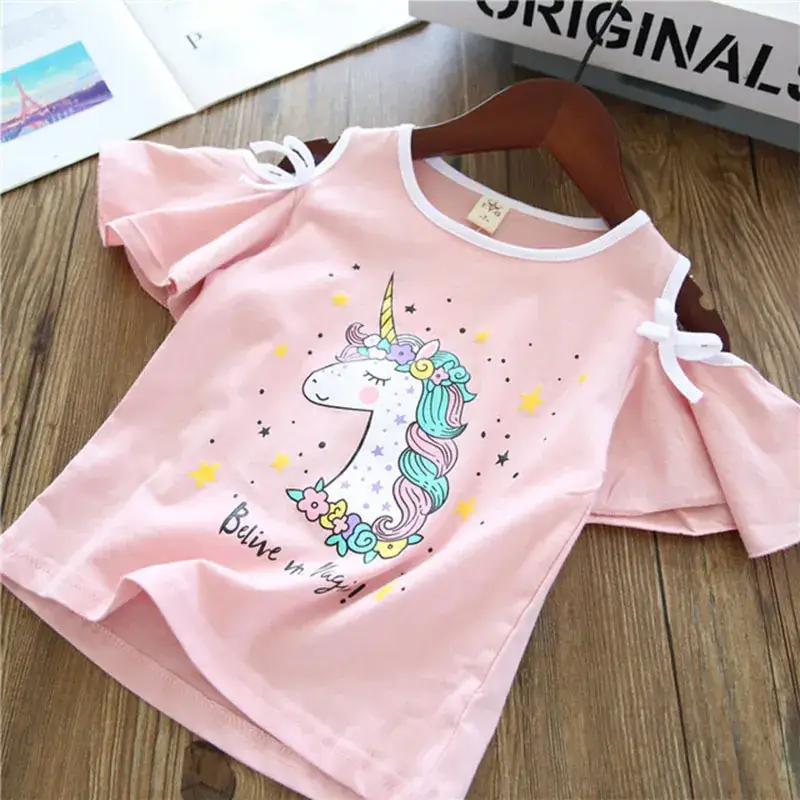 2020 Summer New Children's Suit Korean Girl's Printed Short-sleeved T-shirt + Puffy Veil Skirt Two-piece Mesh Skirt