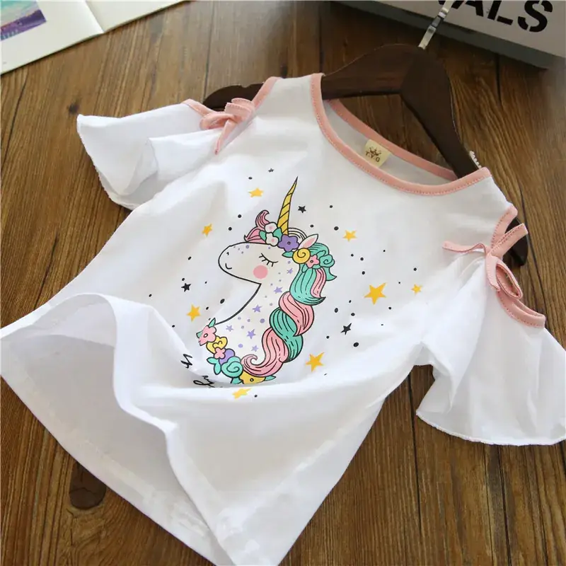 2020 Summer New Children's Suit Korean Girl's Printed Short-sleeved T-shirt + Puffy Veil Skirt Two-piece Mesh Skirt