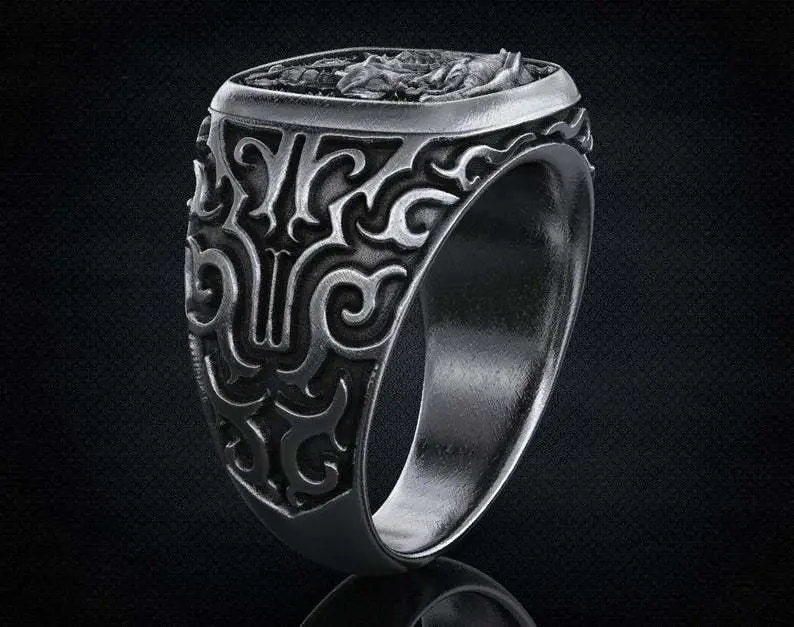 European St. George Ring with Dragon Design - Image 3