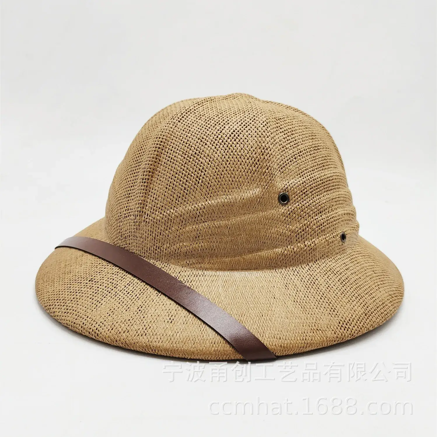 Men Straw Bucket Hat with Belt for Summer - Image 2