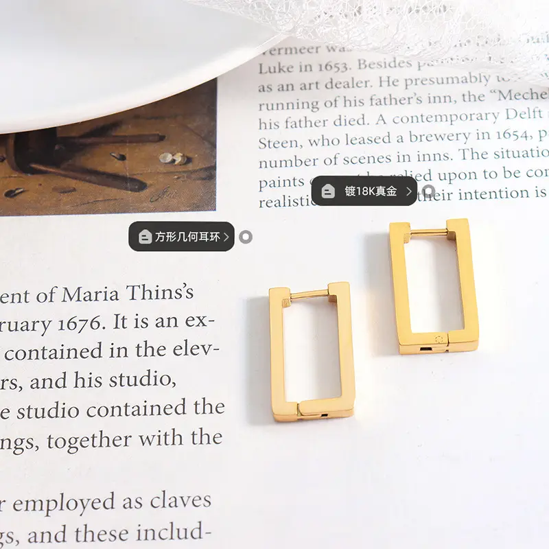 Titanium Geometric Earrings Gold Plated All Match - Image 5