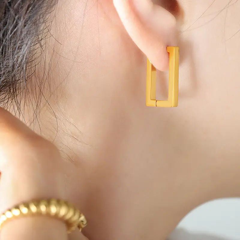 Titanium Geometric Earrings Gold Plated All Match - Image 7