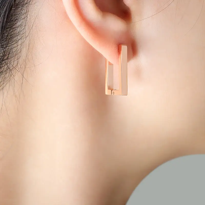 Titanium Geometric Earrings Gold Plated All Match - Image 2