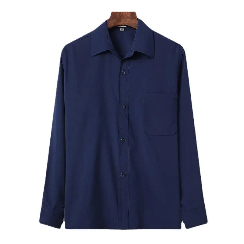 White Long Sleeve Lapel Men Shirt Middle Age - Image 11
