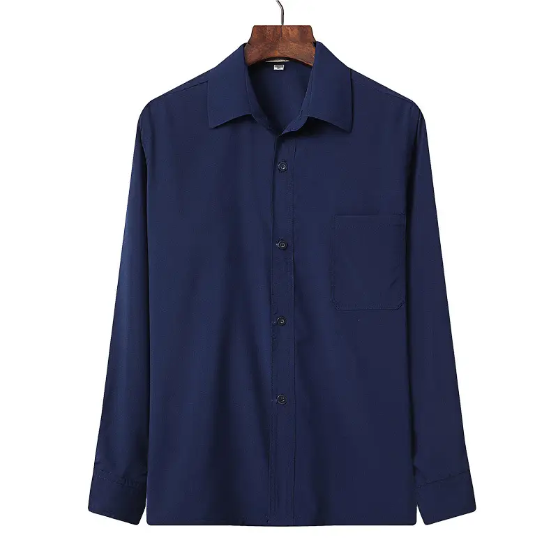White Long Sleeve Lapel Men Shirt Middle Age - Image 3