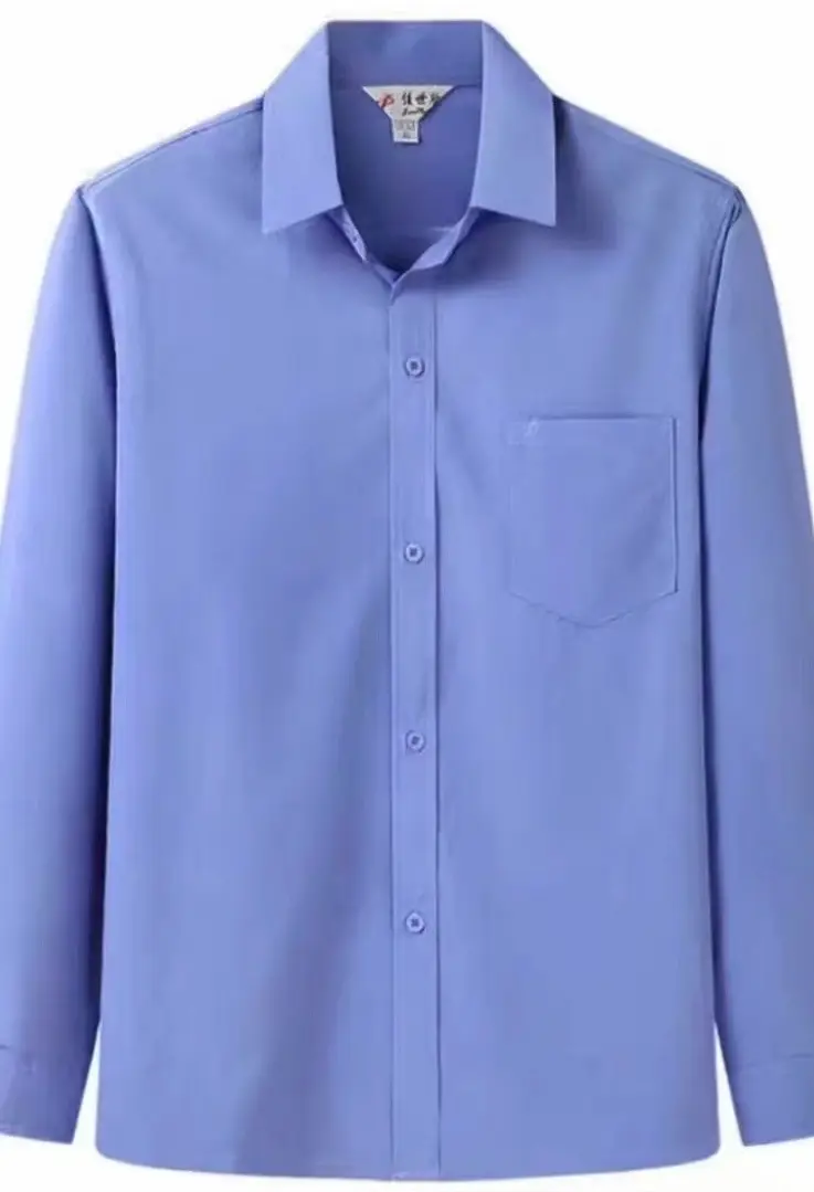 White Long Sleeve Lapel Men Shirt Middle Age - Image 6