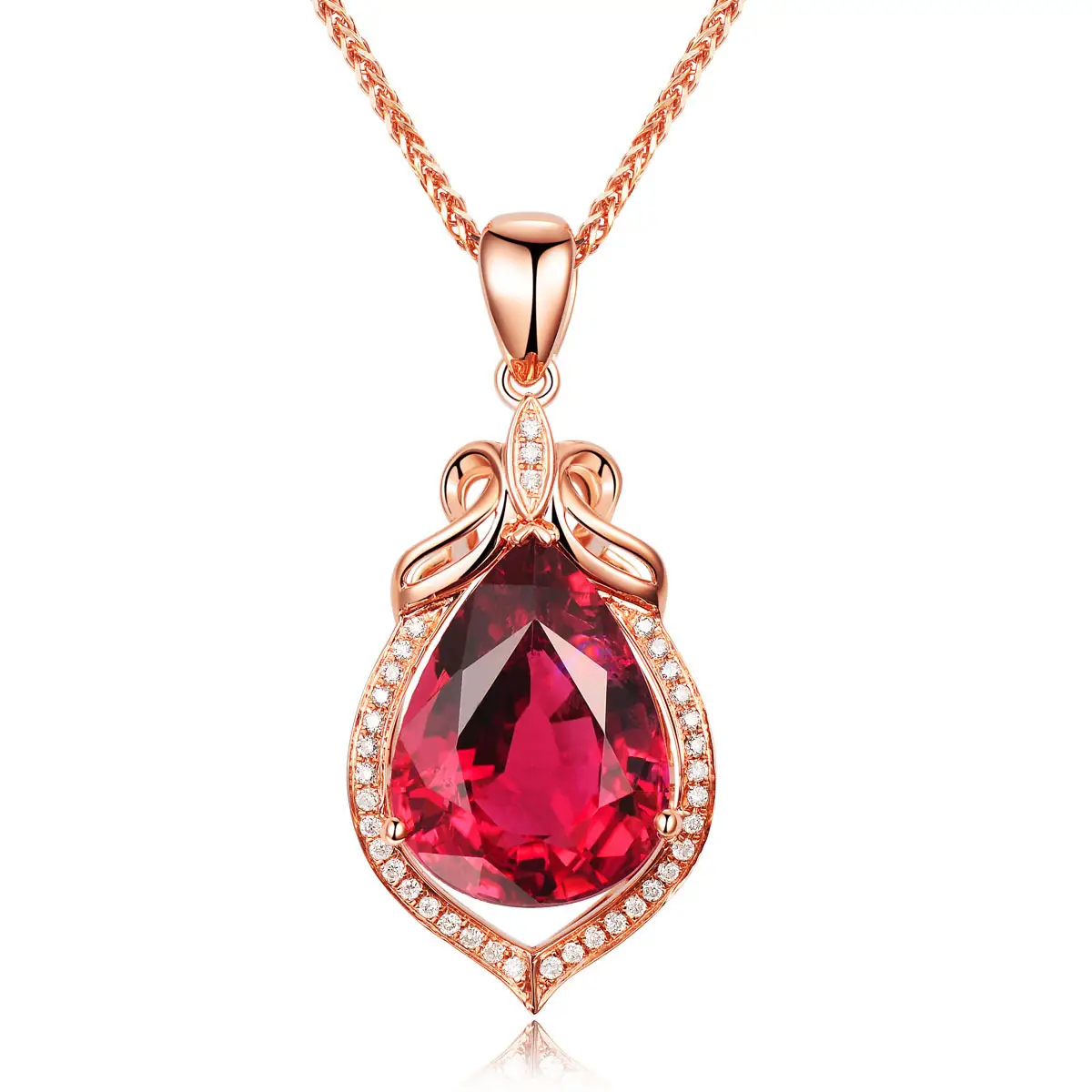 Rose Red Tourmaline Pendant for Women 18K Gold - Image 6