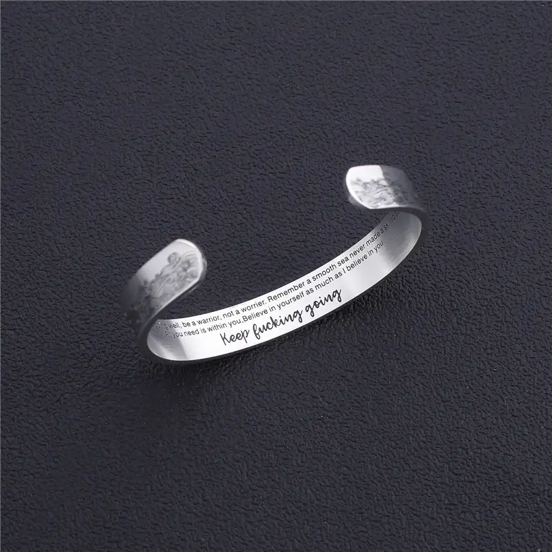 High-End Open Bracelet Wave Lettering Titanium Steel 10Mm - Image 4