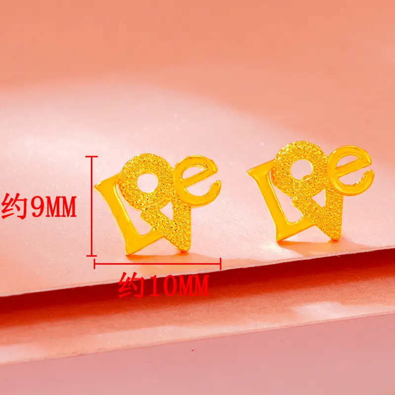 Vietnam Sand Gold Crown Rose Flower Earrings 11mm - Image 2