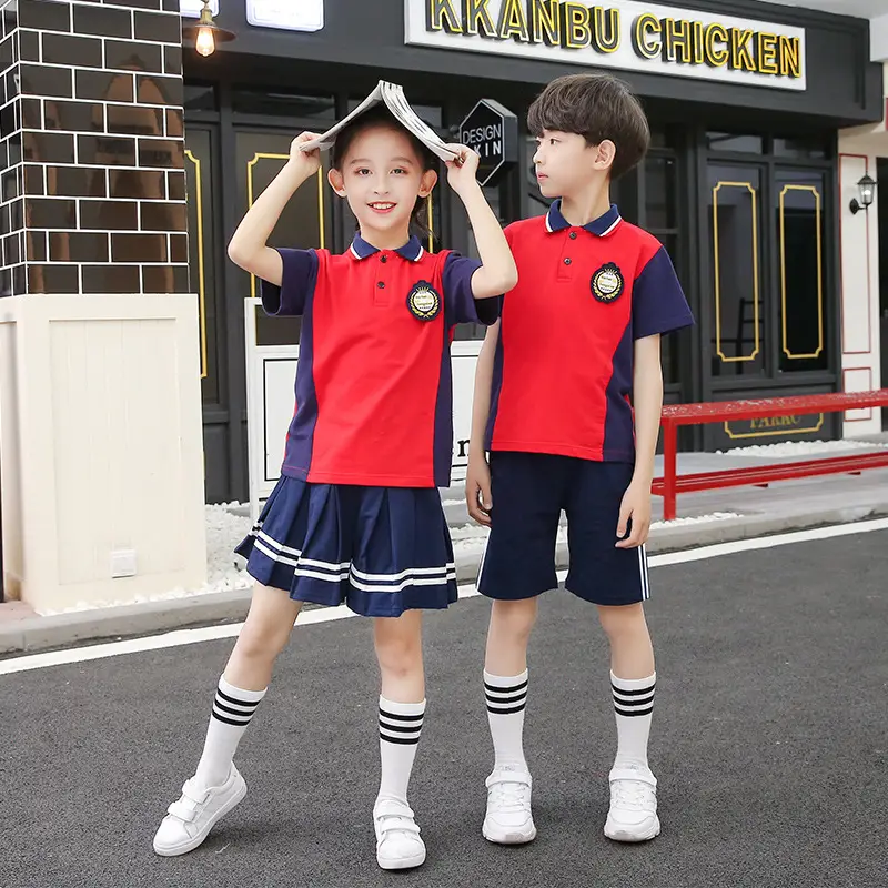 British Style Kids Uniform Summer School Suit White Blue - Image 9