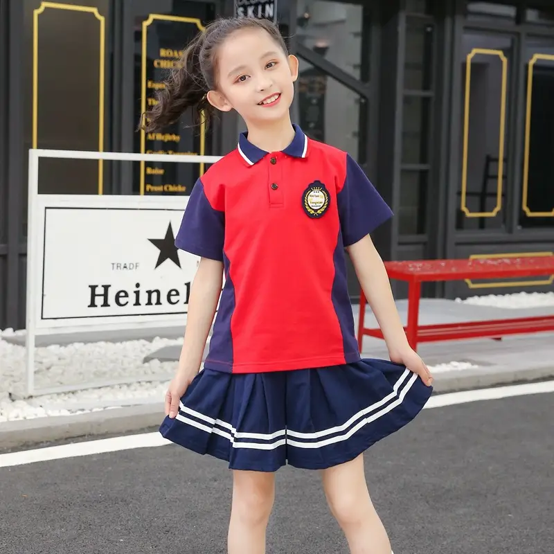 British Style Kids Uniform Summer School Suit White Blue