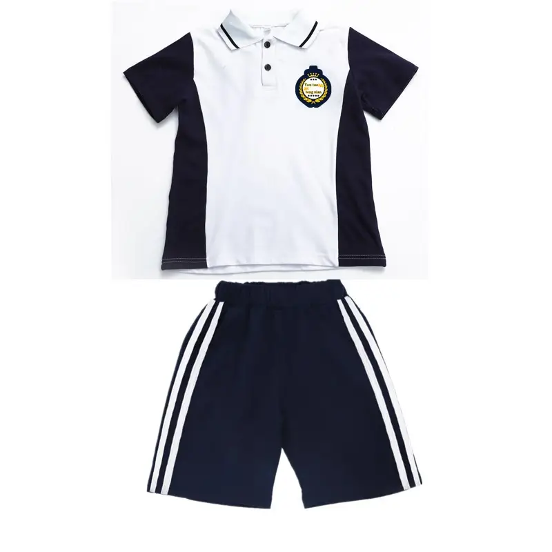 British Style Kids Uniform Summer School Suit White Blue