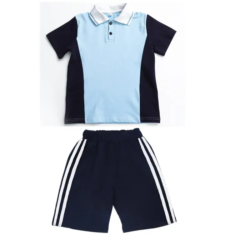 British Style Kids Uniform Summer School Suit White Blue