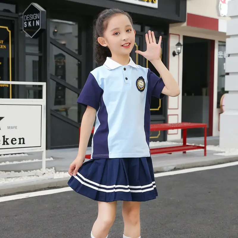 British Style Kids Uniform Summer School Suit White Blue - Image 6