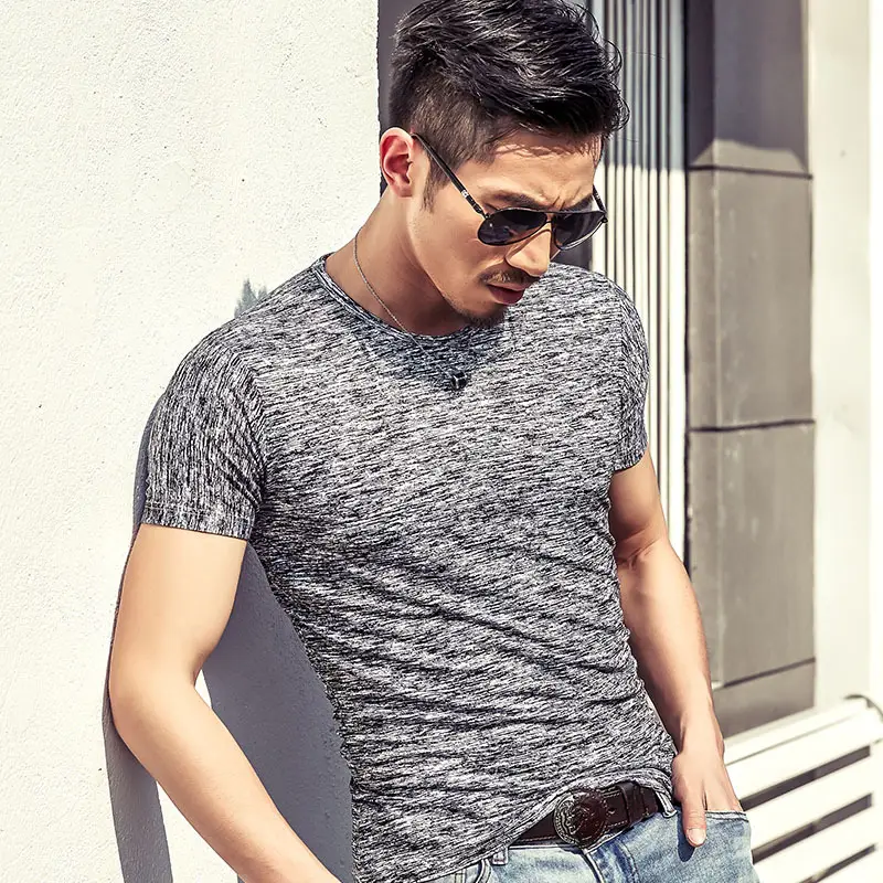Men's Blue Marbled Quick-Drying T-Shirt - Image 4