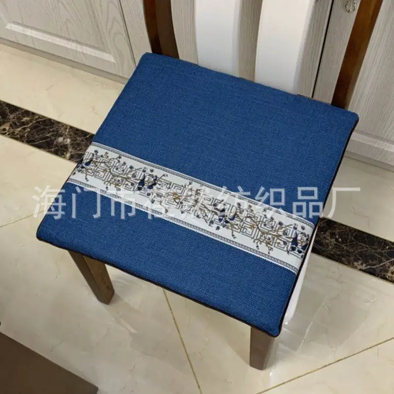 New Chinoiserie Cushion Mahogany Sofa Chair Seat Cushion Linen Dining Table - Image 4