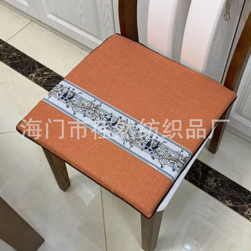 New Chinoiserie Cushion Mahogany Sofa Chair Seat Cushion Linen Dining Table - Image 5