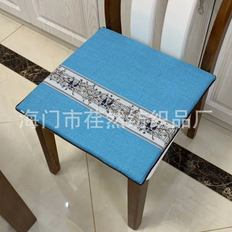 New Chinoiserie Cushion Mahogany Sofa Chair Seat Cushion Linen Dining Table - Image 6