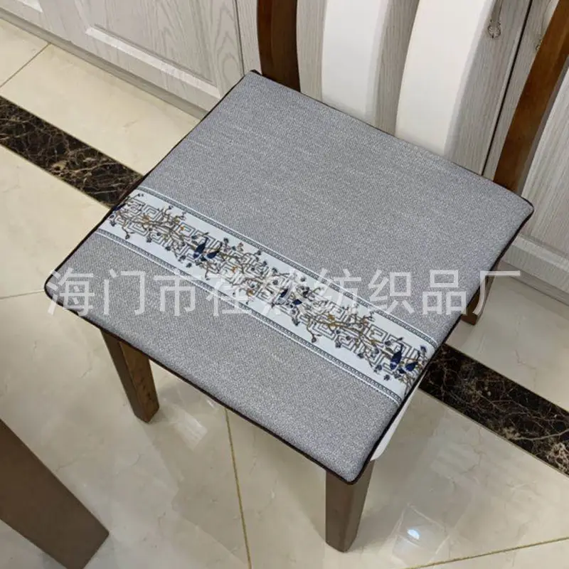 New Chinoiserie Cushion Mahogany Sofa Chair Seat Cushion Linen Dining Table - Image 7