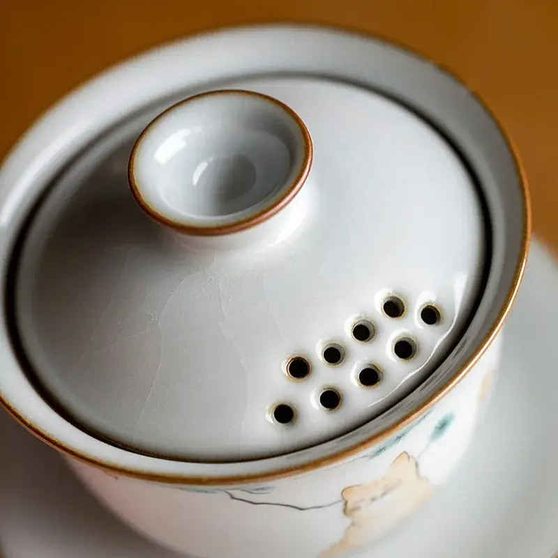 Antique Moon White Ruyao Cat Ceramic Tea Cup — feature 2