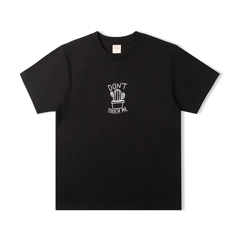 Men Black Cactus Printed T-Shirt Cotton Youth Summer - Image 3