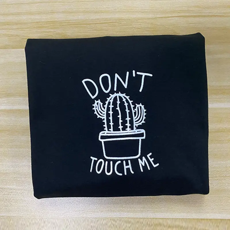 Men Black Cactus Printed T-Shirt Cotton Youth Summer - Image 5