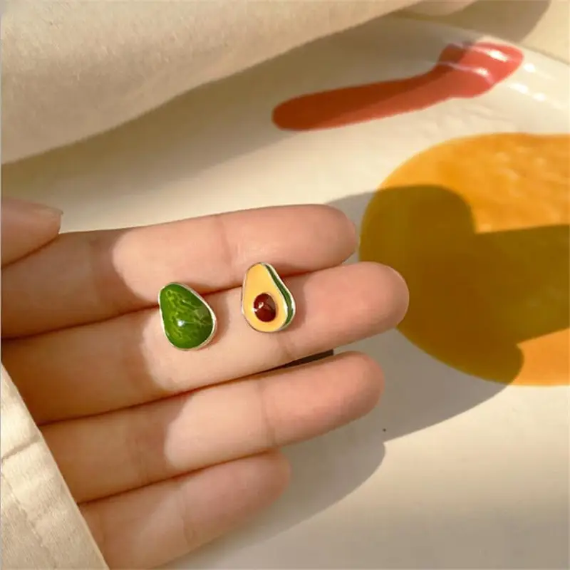 Avocado Fruit Earrings Green Gold Plated - Image 2